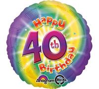 amscan Happy 40th Birthday Tie Dye Color