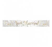 Amscan Holographic Just Married Banner in Metallic Silver Amscan Metallic Silver
