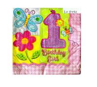 Amscan Hugs And Stitches Girl 1St Birthday Napkins (Pack Of 16) Multicoloured (One Size)