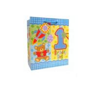 Amscan Hugs And Stitches Teddy Bear 1St Birthday Gift Bag Multicoloured (One Size)