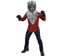 Amscan Hungry Howler Werewolf Mask Plaid Shirt Boys Childrens Halloween Costume