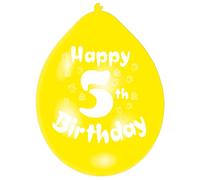 amscan INT995548 - Yellow Happy 5th Birthday 9" Latex Balloons - 10 Pack