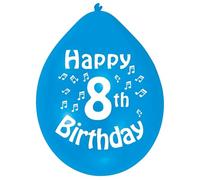 Amscan INT995551 - Blue Happy 8th Birthday 9" Latex Balloons - 10 Pack