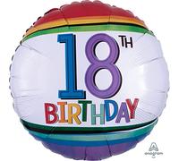 Amscan International 3443201 Rainbow Birthday 18 Foil Balloons