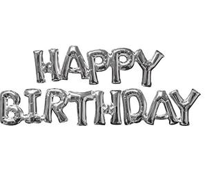 Amscan International 3609701 Happy Birthday Foil Balloon, Silver