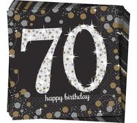 Amscan International 9901713 33 cm Gold Celebration 70th Luncheon Napkins