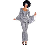 amscan 844240-55 Adults Dancing Queen Fancy Dress 1970s Disco Fever Costume (UK Dress 8-10)