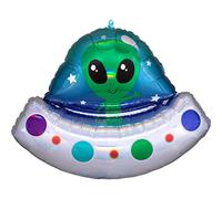amscan International Alien Space Holographic Iridescent SuperShape Foil Balloons 28"/71cm w x 21"/53cm h