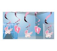 Amscan International Baby Girl Hanging Swirl Decorations, Pack of 5