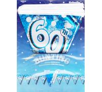 Amscan International Blue Sparkle Party 4 m Bunting Flag Banner 60th