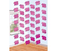 amscan International Pink Shimmer Hanging String Decorations 18th, Pack of 6