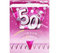 Amscan International Pink Sparkle Party 4 m Bunting Flag Banner 50th