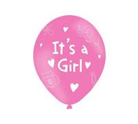 Amscan Its A Girl Latex Baby Shower Balloon (Pack Of 6) Pink/white (One Size)