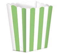 Amscan Kiwi Green Striped Scalloped Popcorn Boxes-5 Pcs, See description, 13cm
