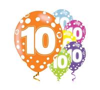 Amscan Latex 10Th Birthday Balloon (Pack Of 6) Multicoloured (One Size)