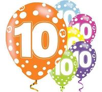 Amscan Latex 10Th Birthday Balloon (Pack Of 6) Multicoloured (One Size)