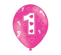 Amscan Latex 1St Birthday Balloons (Pack Of 6) Pink/white (One Size)