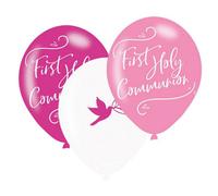 Amscan Latex First Holy Communion Balloons (Pack Of 6) Pink/white (One Size)