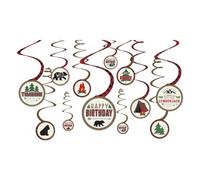 Amscan Little Lumberjack Swirl Happy Birthday Hanging Decoration (Pack Of 12) Multicoloured (One Size)