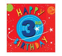 Amscan Luncheon 3Rd Birthday Napkins (Pack Of 16) Multicoloured (33Cm)