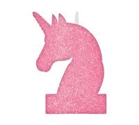 Amscan Magical Unicorn Glitter Birthday Candle Pink (13Cm X 8Cm)