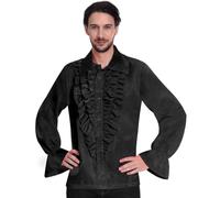 Amscan Men's 9907307 Adult Satin Black Disco Shirt Size Small, Black, S