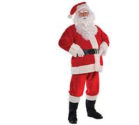 amscan Mens Deluxe Regal Plush Santa Claus Costume Father Christmas Suit Fancy Dress (Chest: 38" - 40")