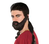 Amscan Men's Warrior Long Hair Wig and Beard Set - Black - One Size