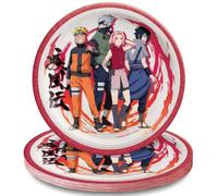 Amscan Multicolor Naruto Round Paper Plates (9") Pack of 8 - Vibrant Party Tableware for Birthdays, Celebrations & Events