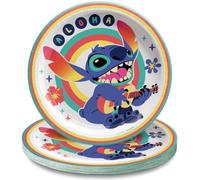 Amscan Multicolor Stitch Round Paper Plates (7") Pack of 8 - Vibrant Party Tableware for Birthdays, Celebrations & Events