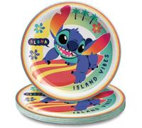 Amscan Multicolor Stitch Round Paper Plates (9") Pack of 8 - Vibrant Party Tableware for Birthdays, Celebrations & Events