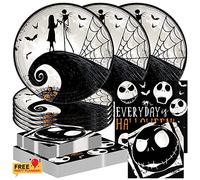 Amscan Nightmare Before Christmas Dinnerware Bundle Set - Dinner Plates 9", Luncheon & Beverage Napkins - Halloween Birthday Party Supplies and Decor Decorations for Kid Parties