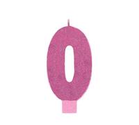 Amscan Number 0 Glitter Birthday Candle Pink (One Size)