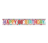 Amscan Old Age Happy Birthday Multicoloured Holographic Foil Banner Age 80 (W2.7M)