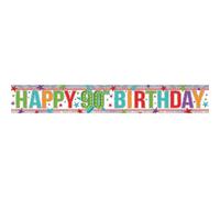Amscan Old Age Happy Birthday Multicoloured Holographic Foil Banner Age 90 (W2.7M)