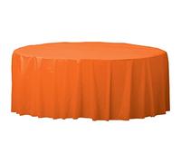 amscan Orange Round Plastic Tablecover 2.13m-1 Pc