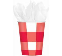 Amscan Paper Checked Party Cup (Pack Of 8) Red/orange/white (One Size)