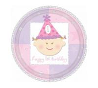 Amscan Paper Girl 1St Birthday Dinner Plate (Pack Of 8) Pink (One Size)
