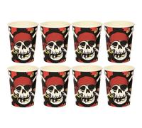 Amscan Paper Jolly Roger 250Ml Party Cup (Pack Of 8) Black/white/red (One Size)