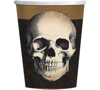 Amscan Paper Skull Party Cup (Pack Of 8) Black/brown/white (One Size)