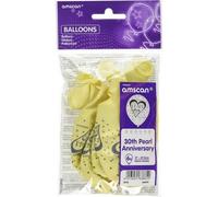 Amscan Pearl 30Th Anniversary Balloon (Pack Of 6) Yellow/grey (One Size)