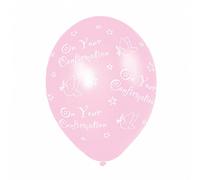 amscan Pink Confirmation Printed Latex Balloons 27.5cm - 6 Pcs