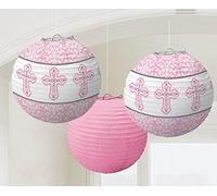 amscan Pink Printed Paper Lanterns(3-Piece) -1 Pack