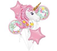 amscan Pink Stars Magical Unicorn Bouquets Foil Balloons-1 PC, Multicoloured