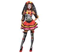 amscan (PKT) (844569-55) Adult Ladies Day Of The Dead Señorita Costume (Small)