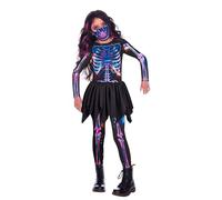 amscan (PKT) (9908573) Child Girls Neon Skeleton Girl - Recycled Costume (6-8yr)