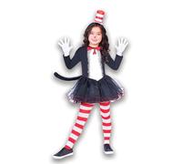 amscan (PKT) (Fix 12/25) (9904198) Child Girls Cat In The Hat Dress Set Costume (8-10yr)