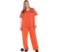 amscan (PKT) (Fix 8/4) (845522-55) Adult Ladies Orange Inmate Costume (UK 18-20)