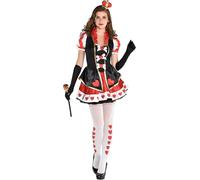 Kid Girls Wonderland Queen Of Hearts Fairy Tale Book Day Fancy Dress Costume