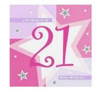 Amscan Shimmer 21St Birthday Napkins (Pack Of 16) Pink/white (One Size)